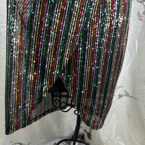 Betsey Johnson Sequin Striped Dress Wrap Rainbow Cocktail Party Spaghetti Strap - Picture 4 of 12